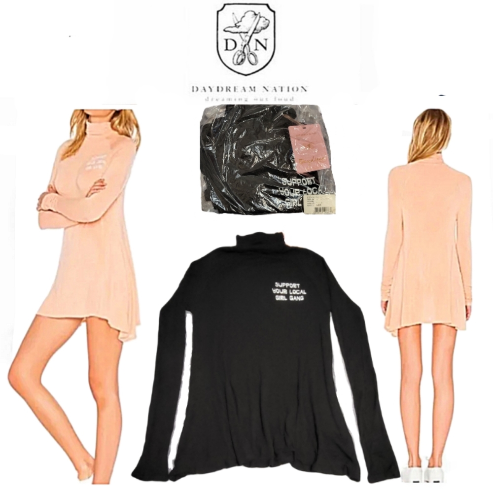 NWT Daydream Nation Med Black Girl Gang Turtleneck Dress